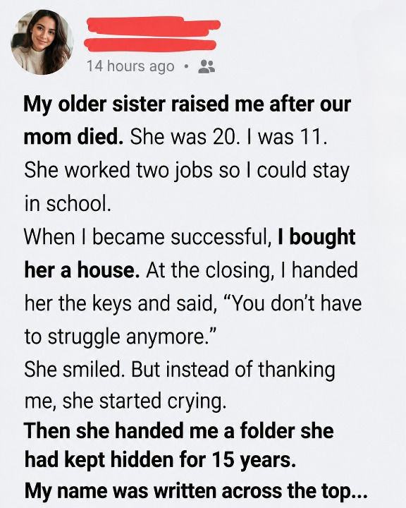 A Forgotten Folder Revealed the Quiet Sacrifices My Sister Made After Our Family Changed Forever