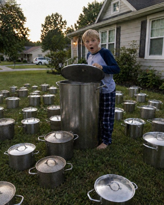 My Devoted Son Volunteered Selflessly at a Local Soup Kitchen for the Homeless All Summer Long — Only to Wake Up One Morning and Find Dozens of Giant Soup Pots Covering Our Lawn, Where He Gasped in Absolute Disbelief After Opening the Lid of the Biggest One