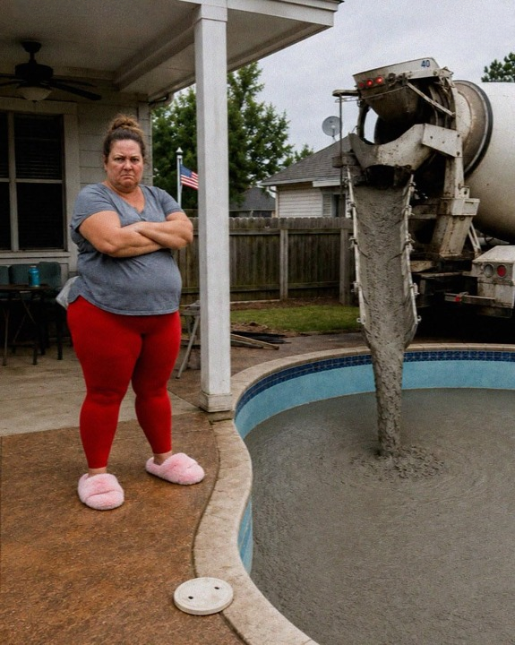 My Unbearable Neighbor Illegally Filled My Late Husband’s Backyard Swimming Pool With Wet Concrete From Her Husband’s Truck Because My Kids Were “Too Loud” — But She Never Expected That My Midnight Retaliation Would Completely Destroy Her Life