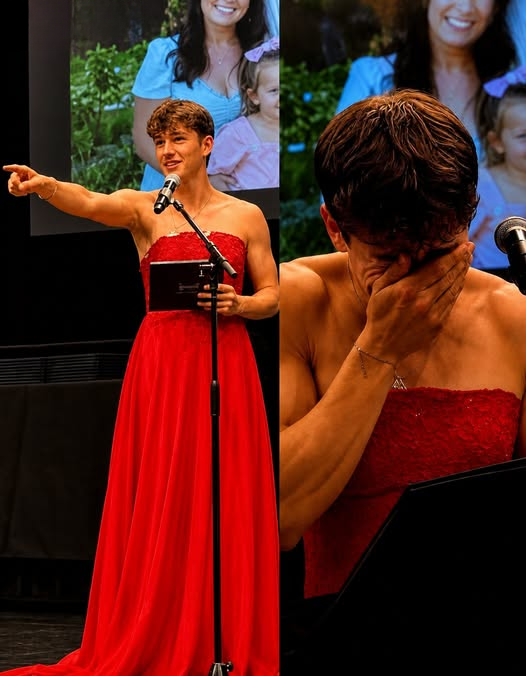 My Son Walked Across the Graduation Stage in a Bright Red Dress While the Auditorium Laughed — Then He Revealed Why He Did It