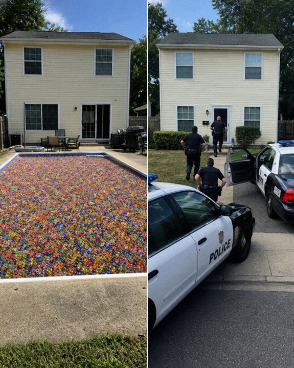 The Morning Our Pool Was Filled With Millions of Colorful Beads, We Discovered Something No One Could Explain and Suddenly the Police Arrived