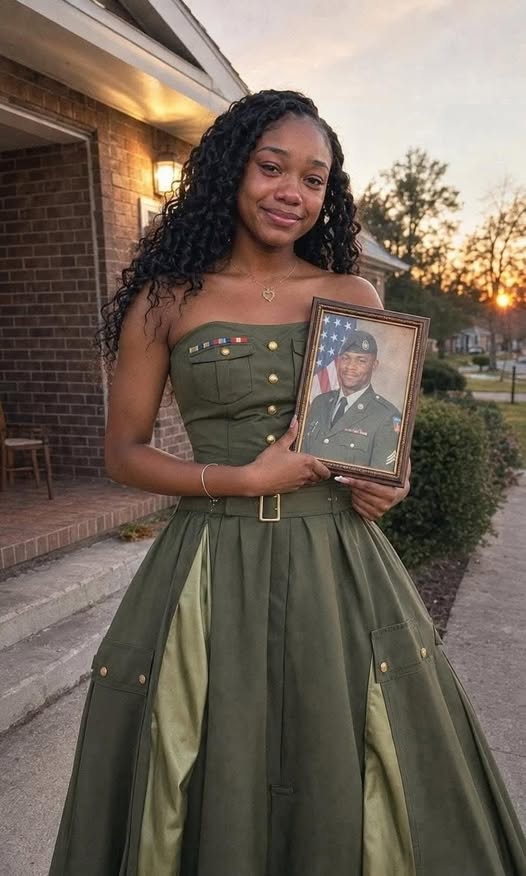 I Made My Prom Dress From My Late Father’s Military Uniform to Keep His Memory Close—Then a Visitor Arrived With a Final Message That Changed Everything