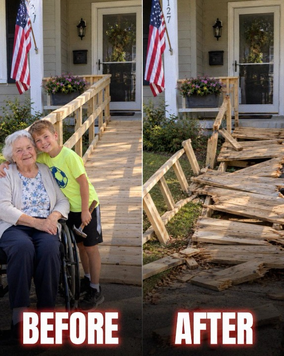My Realtor Neighbor Destroyed the Wheelchair Ramp My 9-Year-Old Son Built for an Elderly Neighbor—But the Very Next Morning, Three Black SUVs Arrived With a Surprising Message