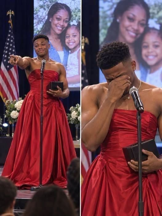 My Son Walked Across the Graduation Stage in a Bright Red Dress While the Auditorium Whispered—Then He Told Me Why He Had Chosen It for Me
