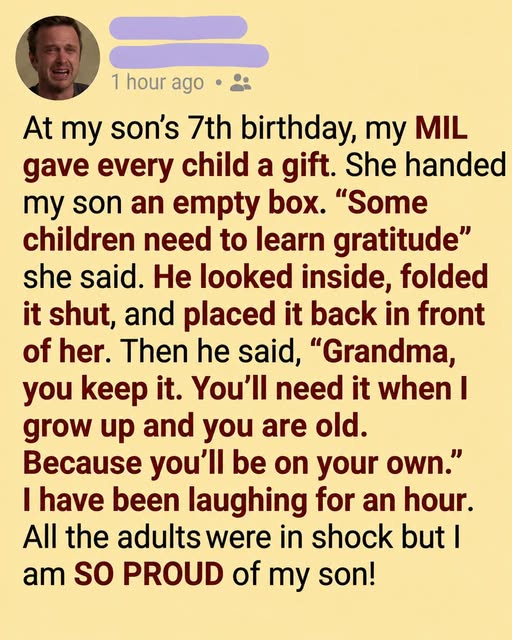 At My Son’s 7th Birthday, My Mother-in-Law Gave Every Child a Present Except Him — His Quiet Response Left the Entire Room Speechless